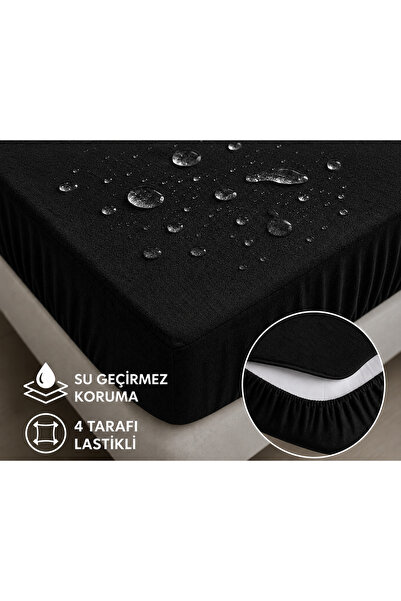 nnevora Çift Kişilik Su Geçirmez Alez 160 x 200 cm 4 Tarafı Komple Lastikli Y...