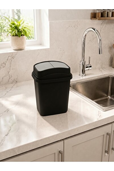 Hagen 5 Liter Trash Can with Swing Lid White Compact Trash Bin for Kitchen, B...