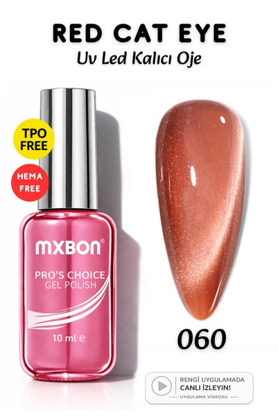 Mxbon Uv Led Kalıcı Oje 10 ml Hema & TPO Free Red Cat Eye - 060