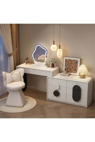 NKX Modern Vanity Table with LED Mirror – Sleek and Space-Saving for Modern H...