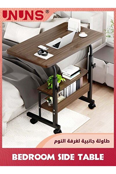 UNUNS Bedroom Side Table,Small Standing Desk Adjustable Height,Rolling Comput...