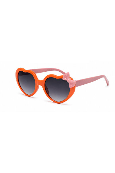 Toz Vintage Povi Orange Heart Frame Pink Handle Bow Detailed Children's Sungl...
