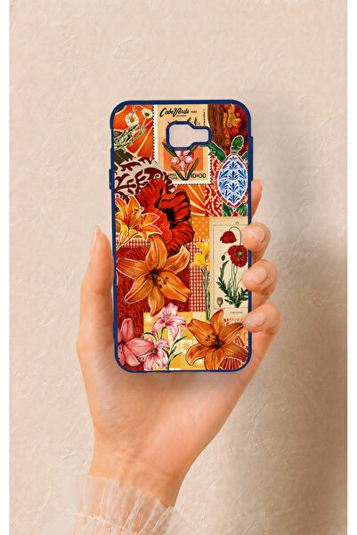Vip Case Samsung J7 Prime Uyumlu Turuncu Zambak Desenli Silikon Kılıf