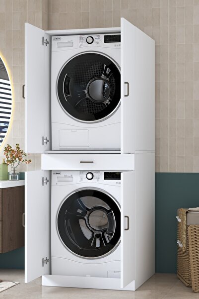 Rani Mobilya Rani KD127 Çamaşır Ve Kurutma Makinesi Dolabı 4 Kapaklı Çekmecel...
