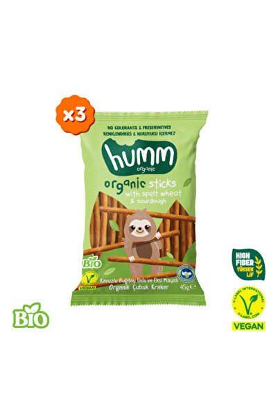 Humm Organic Organik Kavuzlu Buğday Unlu ve Ekşi Mayalı Çubuk Kraker - 3 Adet