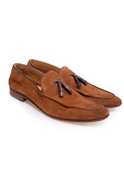 FRANCO CALVANI Tan Color Laceless Genuine Suede Leather Men's Shoes