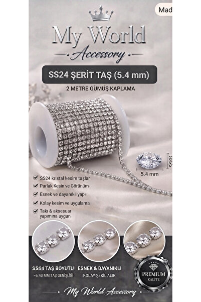 MY WORLD ACCESSORY Kristal Sık Taşlı Şerit Taş 2 Metre Cam Taş