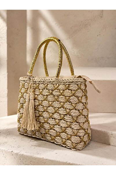 Luminos Butik Μπεζ Ψάθινη Τσάντα CNT1131