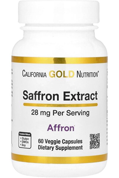 California Gold Nutrition Saffron Safran Extract with Affron ® , 28 Mg, 60 Ve...