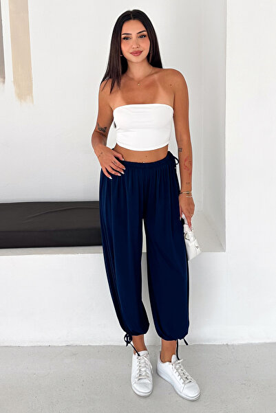 Noa&Noa Women's Elastic Waist, Drawstring Cuffs, Loose Shalwar Trousers