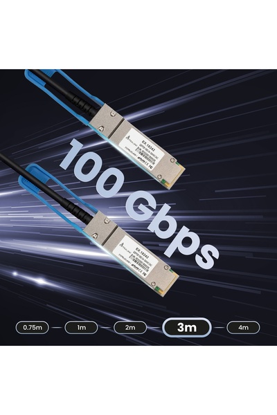 Extralink Cablu QSFP28 DAC 100G 3m 30AWG Pasiv pentru Ubiquiti UniFi