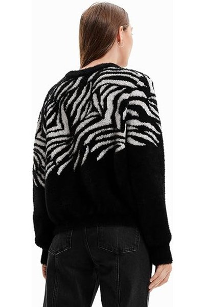NO BRAND DESIGUAL PULOVER DE DAMĂ CU IMPRIMEU ZEBRA MĂRIMEA L