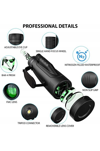 NO BRAND Telescop monocular 12X50, binoclu militar HD impermeabil pentru obse...