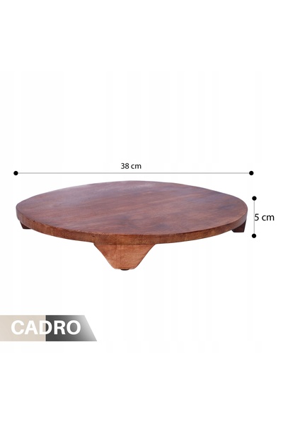 NO BRAND Tavă decorativă rotundă din lemn de 38 cm, pe piciorușe, pentru lumâ...