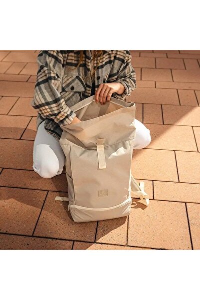 NO BRAND Rucsac urban școlar de călătorie roll-top Johnny Urban Allen Mediu Bej