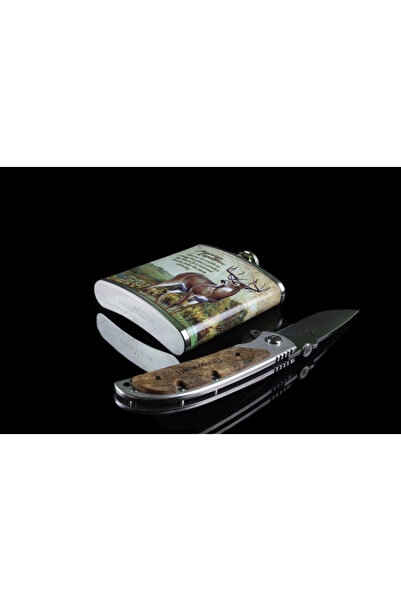 NO BRAND Set de vânătoare Piersiówka DEER + cuțit, foarfecă BROWNING Hunter wood