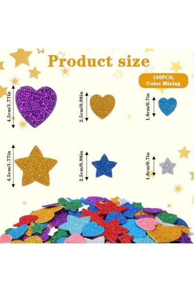 NO BRAND AUTOCOLANTE DIN SPUMĂ CU STELUȚE ȘI INIMIOARE CU GLITTER PENTRU COPI...
