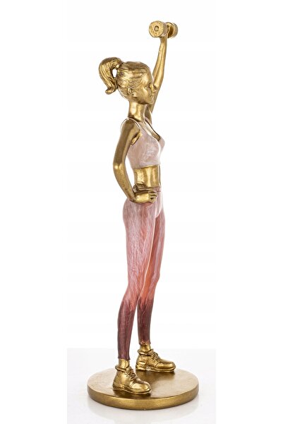 NO BRAND Figurină Femeie Fitness cu Halteră Auriu Cadou 27,5x10CM