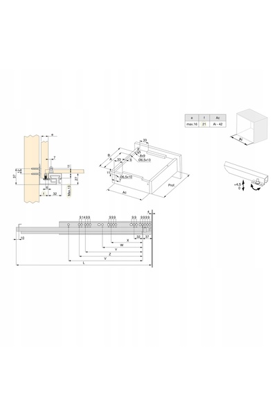 NO BRAND SIMPLEX sertar mediu H-122 L-500mm extensie completă închidere lentă...