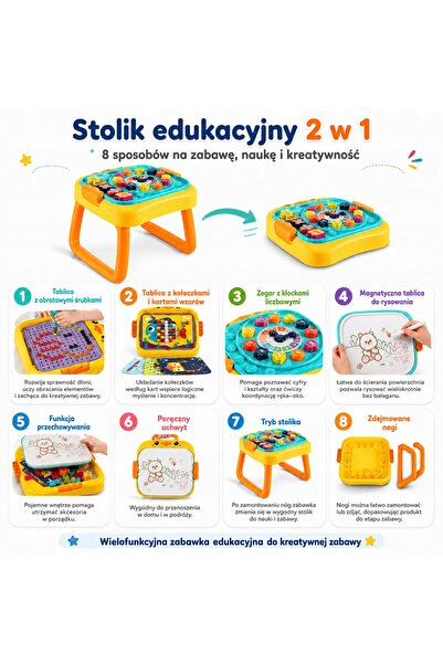 woopie Masă interactivă, Atelier educațional, Tablă ștergătoare, 5 în 1