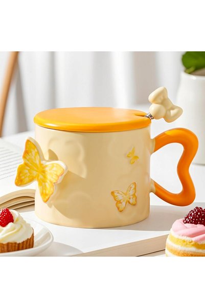 NO BRAND Cană ceramică 3D cu fluture, pentru cafea și ceai, cadou ideal.