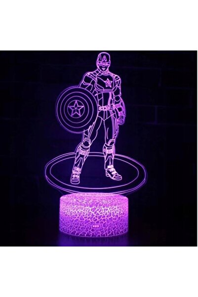 NO BRAND LAMPĂ 3D LED CAPTAIN AMERICA MARVEL LAMPĂ 16 CULORI + PILOT