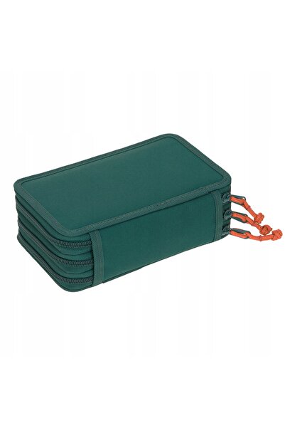 NO BRAND Penar școlar Lassig triplu cu accesorii Unic verde închis 1205010030