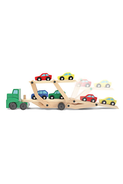 Melissa & Doug Camion de tractare pentru copii, Camion cu mașini, Cadou din l...