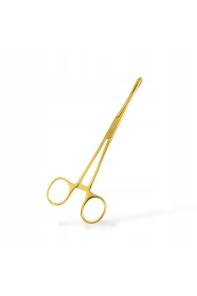 NO BRAND Clește de piercing cu vârf rotund, auriu, din oțel, 15cm, 1 buc.