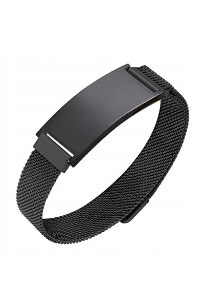 NO BRAND Brățară neagră tip plasă cu elemente plate și închizătoare reglabilă