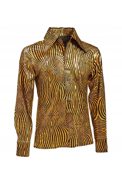 Widmann Cămașă Costum Zebră Auriu Lucios Anii '70 '80 Glob Disco XL 48808