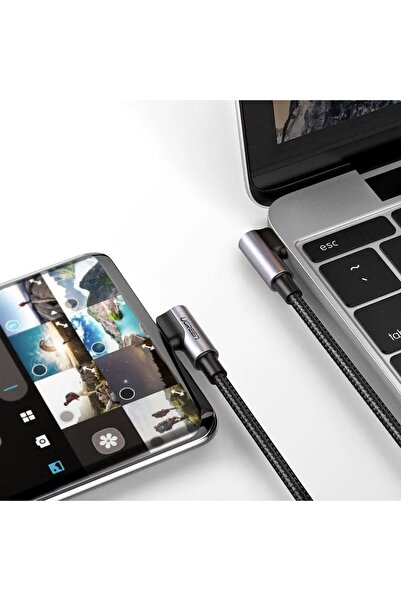 NO BRAND Cablu unghiular Ugreen cu intrare laterală USB Tip C - USB Tip C pen...