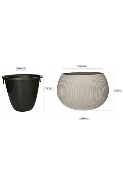 NO BRAND Jardinieră 290x200MM imitație beton turnat + inserție