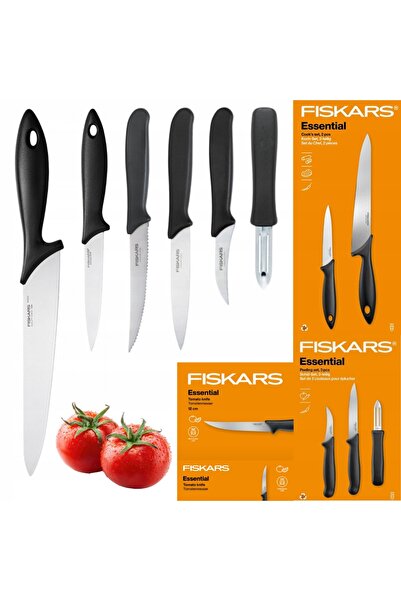 FiSKARS Set ESSENTIAL de 6 cuțite (de bucătărie + pentru curățat + pentru roșii)
