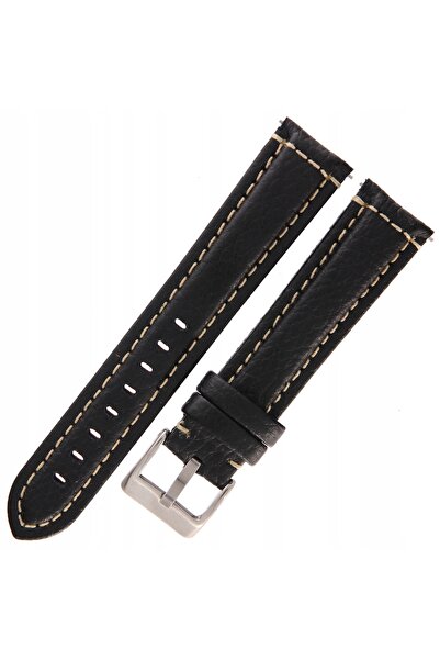 NO BRAND DILOY 394 - NEGRU/alb - 20 mm - Curea de ceas din piele