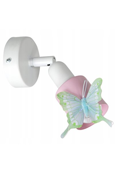 NO BRAND Lampă de perete pentru copii EWILIGHT MOTYLE E14 alb/roz