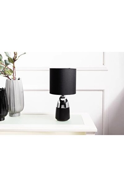NO BRAND Lampă de masă decorativă, negru-argintiu, cu abajur cilindric, Altom...