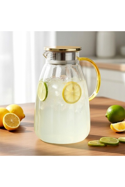 Vilde Borcan de sticlă pentru apă, suc, limonadă, cu capac, pentru frigider, ...
