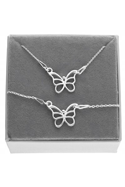 NO BRAND Colier și brățară BUTTERFLY fluture argint 925