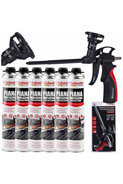 NO BRAND Spumă de montaj Piana 6 bucăți 750 ml + set pistol de valvare Schmith
