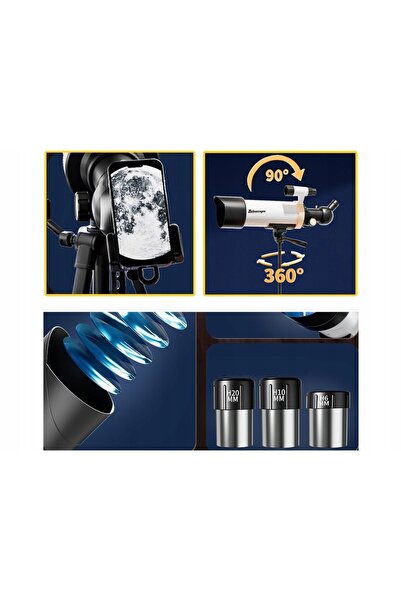 DK Telescop Astronomic Cu Trepied, Lunetă Terestră, 3 Oculare, Accesorii