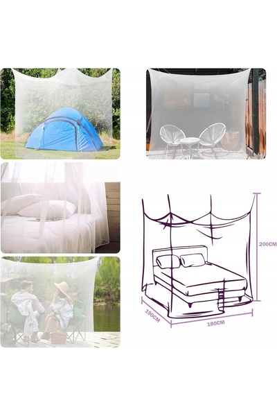 NO BRAND Plasă de țânțari pentru vară 180x190x200cm Alb Baldachin elegant ant...