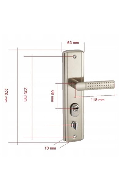 NO BRAND Mâner pentru ușă chinezească 1812K, pas 68mm, stânga
