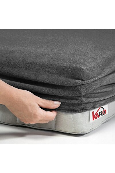 NO BRAND Cearșaf de pat din frotir cu elastic 80x180 antracit 072 grosime 200...