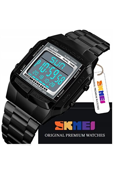 Skmei Ceas electronic pentru bărbați, cu 5 alarme, pe brățară, negru, original.