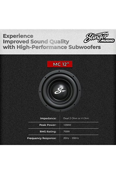 NO BRAND Stinger MC1-12D2 Difuzor de bas de 12 inci (30 cm), 700 W RMS, woofe...