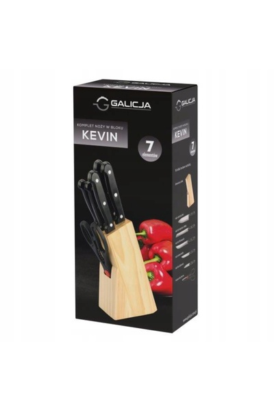 NO BRAND Set de cuțite de bucătărie în bloc, 7 piese, KEVIN