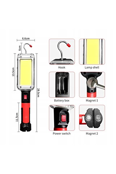 Maclean LAMPĂ DE ATELIER, LANTERNĂ COB LED 700 lm, MAGNET ȘI CÂRIG