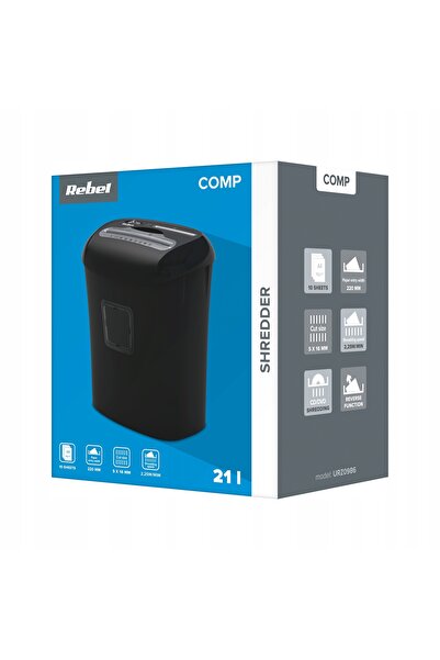 Rebel Tocător de hârtie robust pentru CD-uri, documente, carduri, cu tavă de 21L