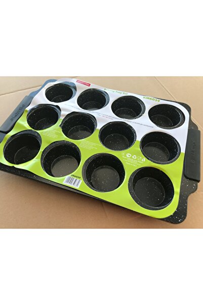 Kamille Tavă de copt pentru brioșe și muffinuri, cu 12 cavități, negru, 38 x ...